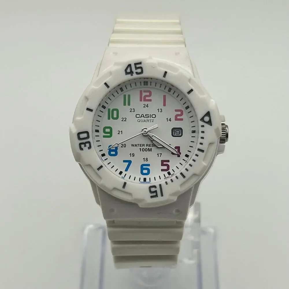 Casio LRW-200H White Colorful Numerical Dial 100M WR Working New Battery